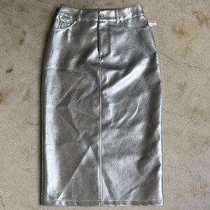 7 For All Mankind Shimmering Silver Pencil Skirt *new*